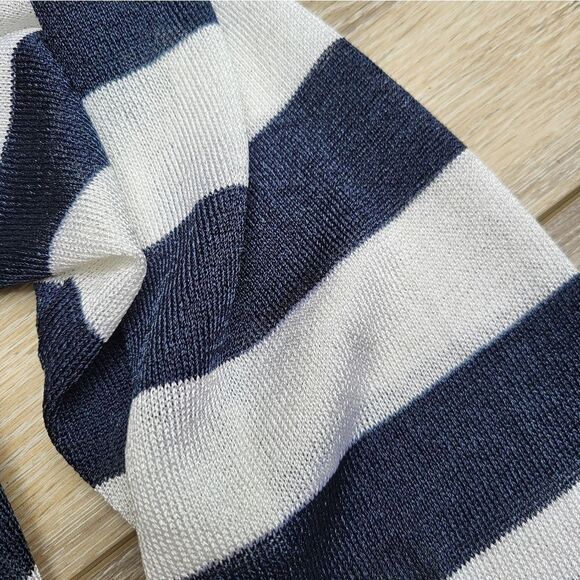 Luisa Spagnoli open cardigan Cascade asymmetrical, navy & white striped - Picture 6 of 8